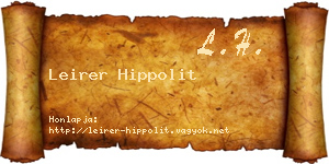 Leirer Hippolit névjegykártya